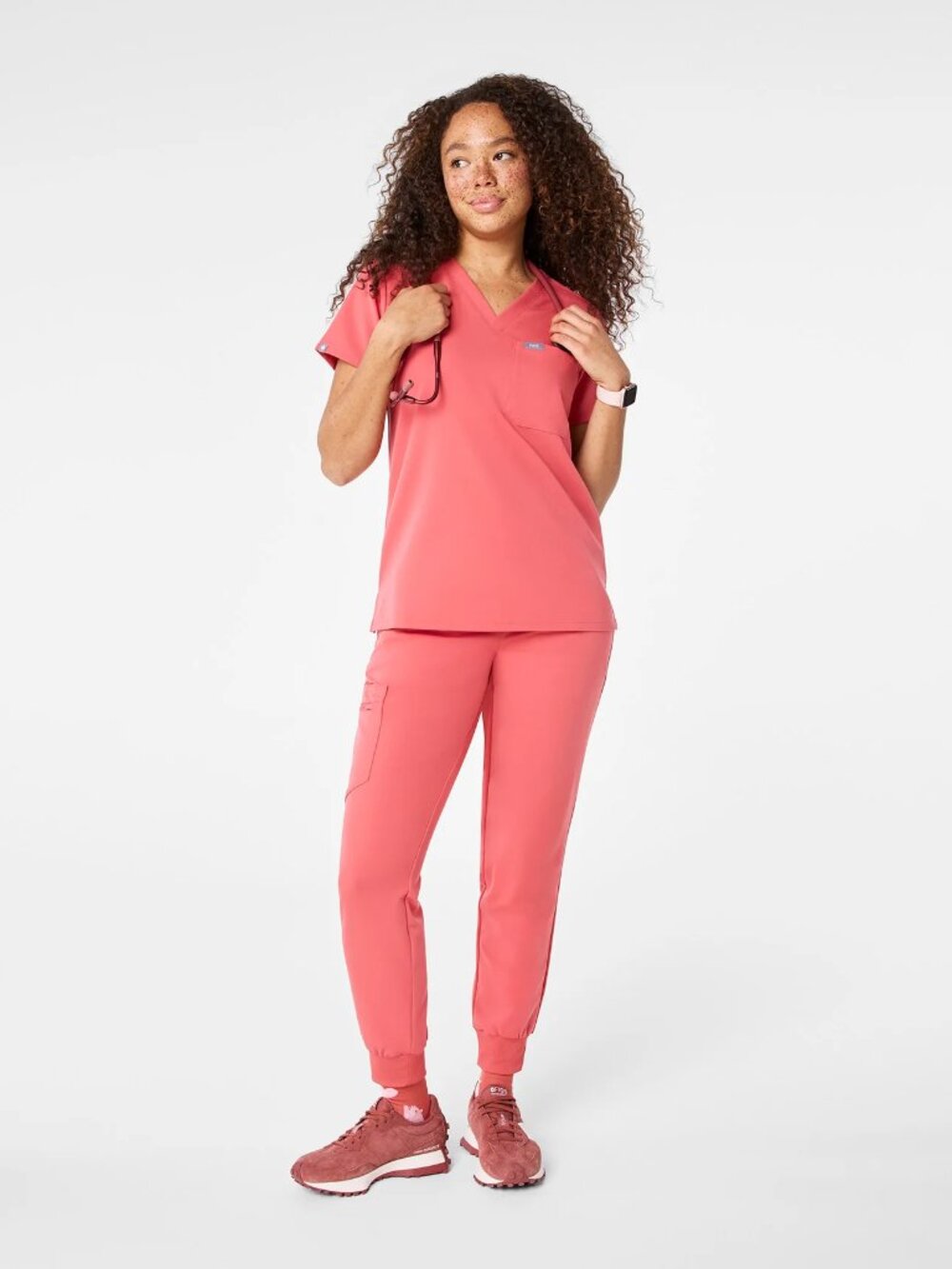 FIGS Catarina Scrub Top Pulmonary Pink V Neck FIONx Size M
